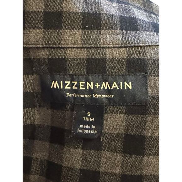 Mizzen + Main Performance Shirt Small Button Down Blue Gray Check Long Sleeve - Picture 8 of 8